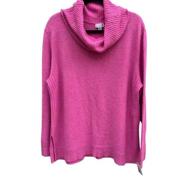So Womens Cowl Neck Stretch Knit Long Sleeve Oversize Barbie Pink Sweater New M - Picture 1 of 10